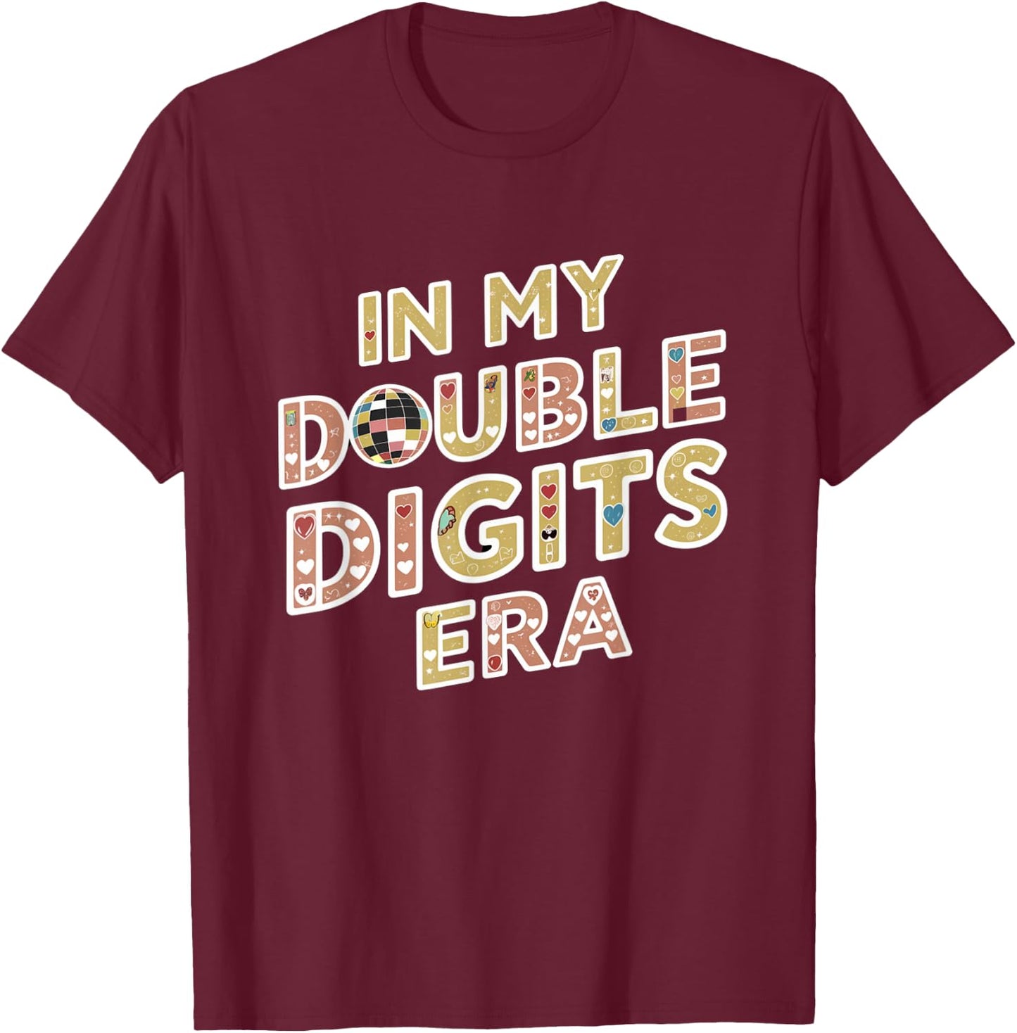 In My Double Digits Era 10th Birthday Retro 10 Year Old T-Shirt - T-Shirt | Maroon