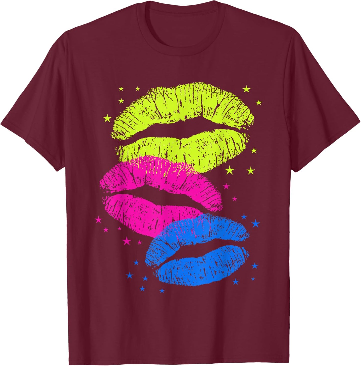 Lips Kisses Lipstick T-Shirt - T-Shirt | Maroon