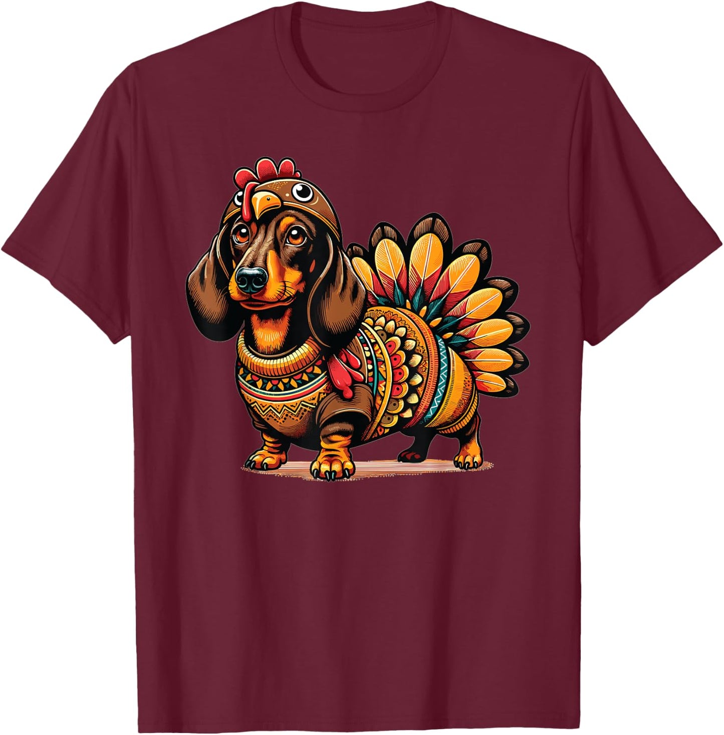 Doxie Dachshund Dog Turkey Costume Women Men Kids Toddler T-Shirt - T-Shirt | Maroon