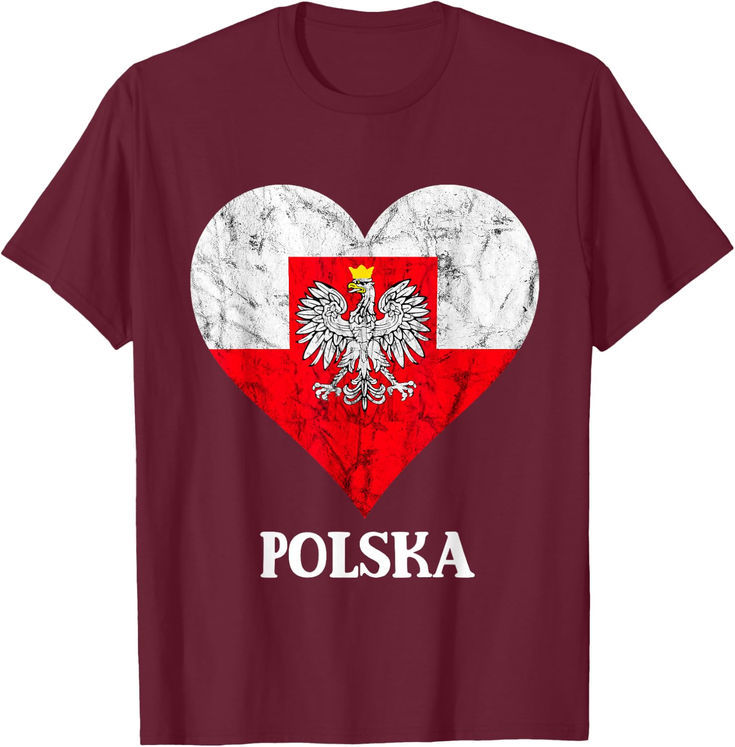 Polska Heart Poland Flag Polish Roots Poland Travel T-Shirt - T-Shirt | Maroon
