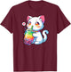 Cute Cat Boba Bubble Tea Rainbow Anime Kawaii Neko Fun T-Shirt - T-Shirt | Maroon