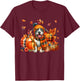 Pit Bull Thanksgiving Leopard Pumpkins Fall Leaves Lover T-Shirt - T-Shirt | Maroon