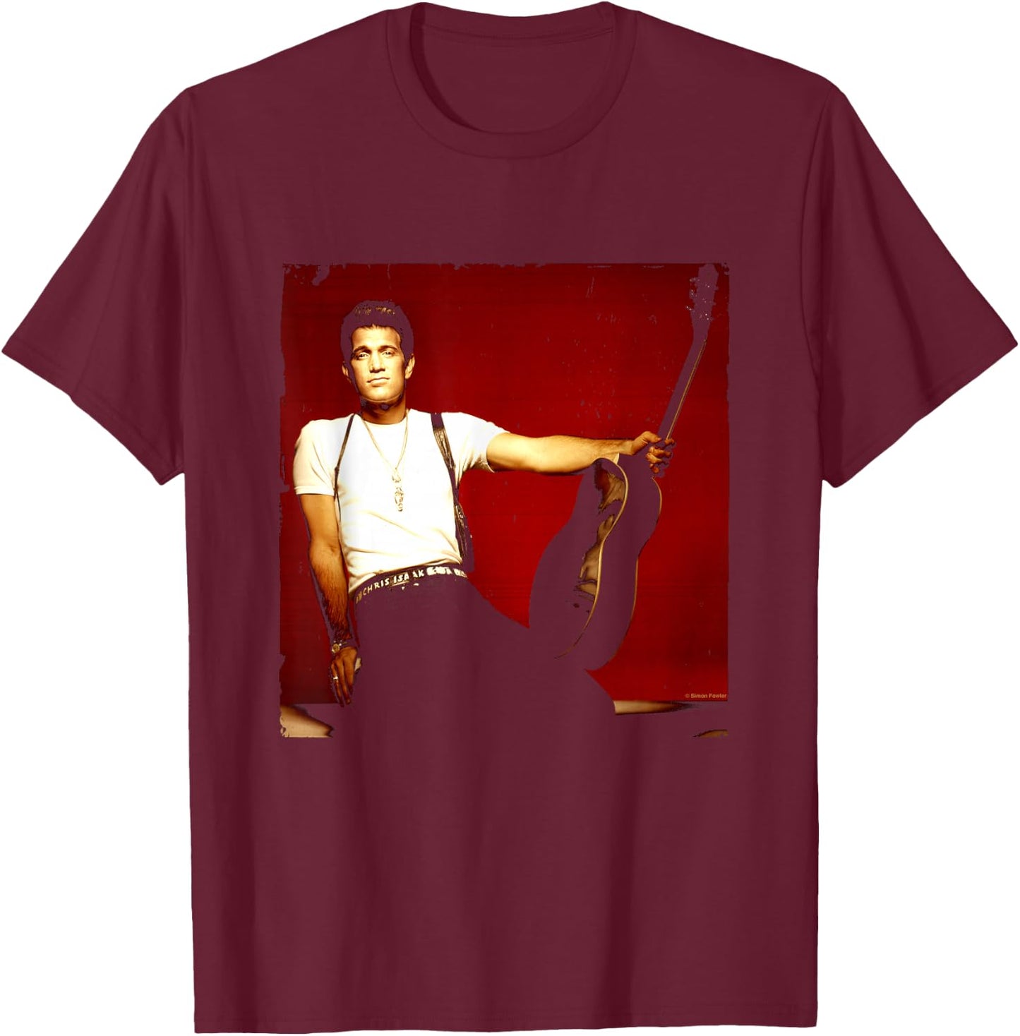 Singer Chris Isaak Studio Shoot By Simon Fowler T-Shirt - T-Shirt | Maroon