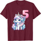 Unicorn Fairy 5th Birthday 5 Year Old Party Girls Outfit T-Shirt - T-Shirt | Maroon