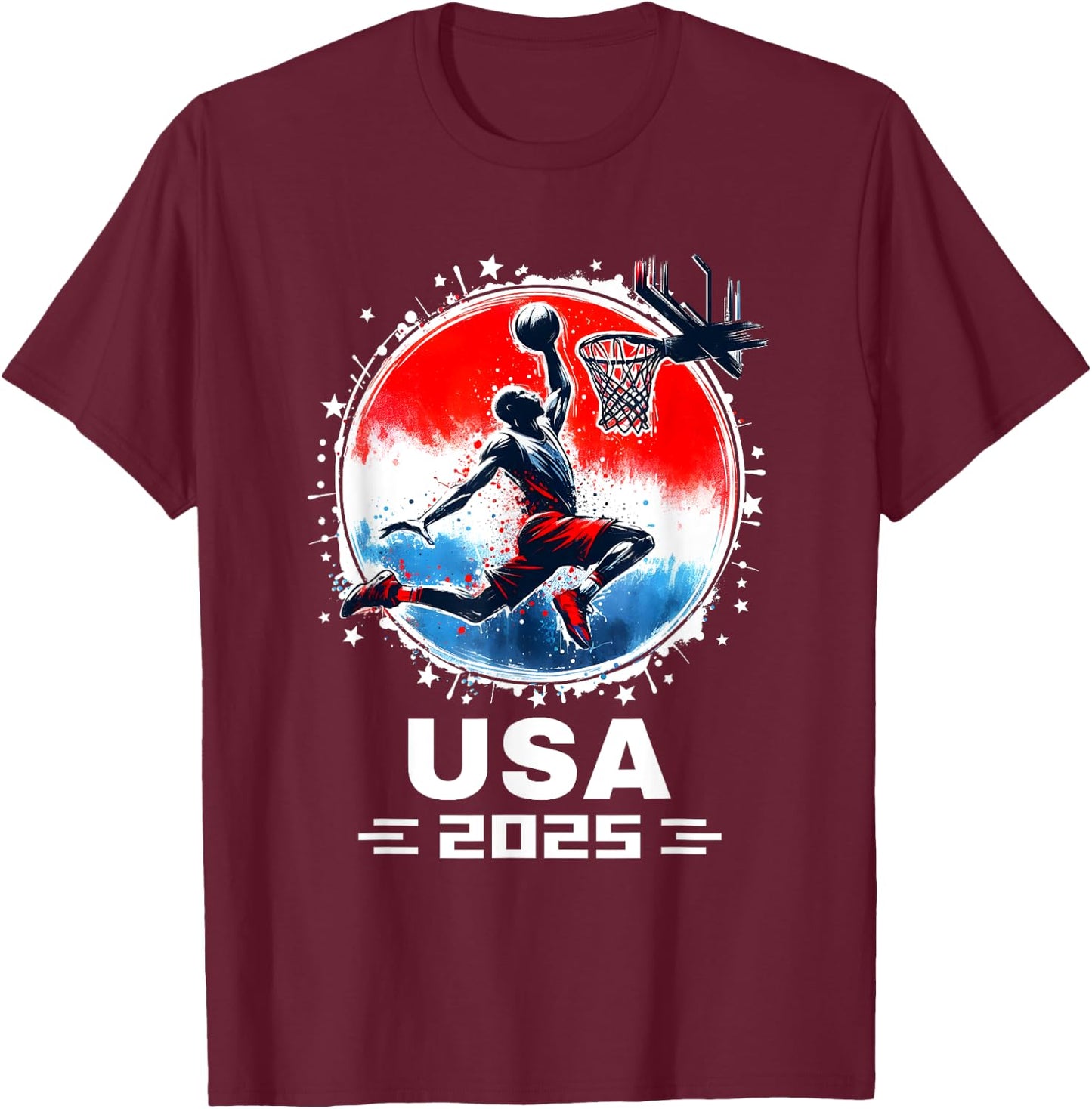 Basketball Team 2025 Basketball Apparel 2025 USA Team 2025 T-Shirt - T-Shirt | Maroon