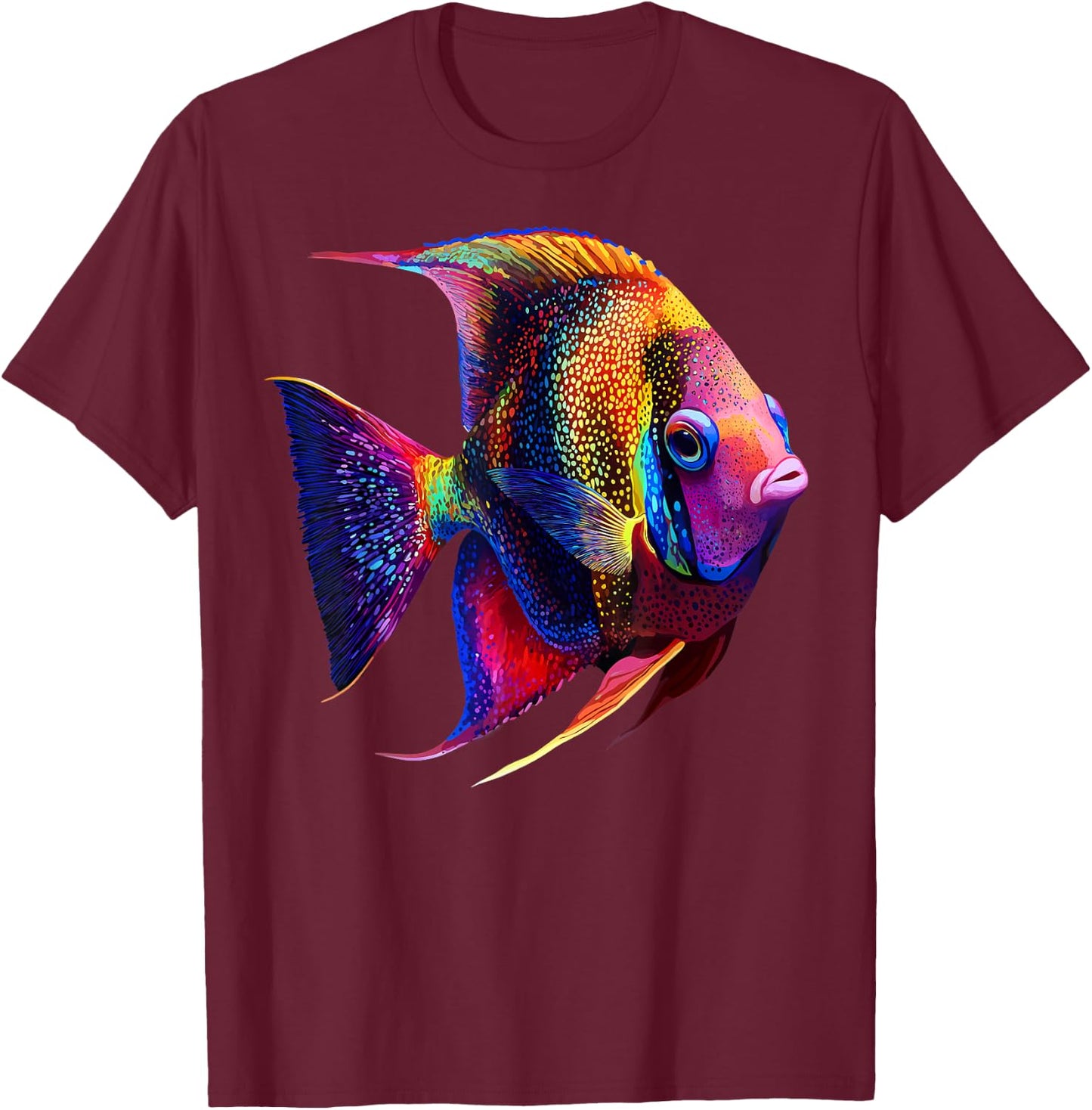 Colorful Angelfish Aquarium Fish Lover Women Black T-Shirt - T-Shirt | Maroon