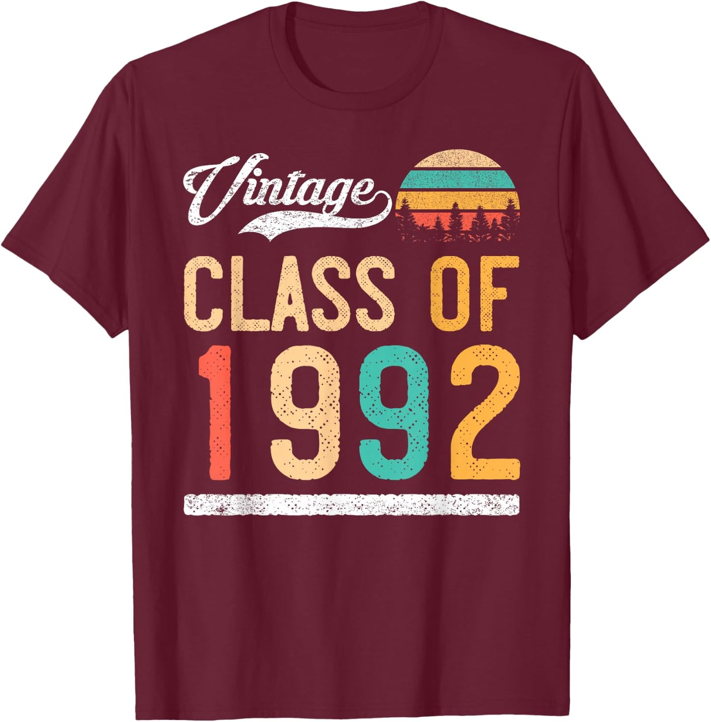 Vintage Class of 1992 High School or College Graduation T-Shirt - T-Shirt | Maroon