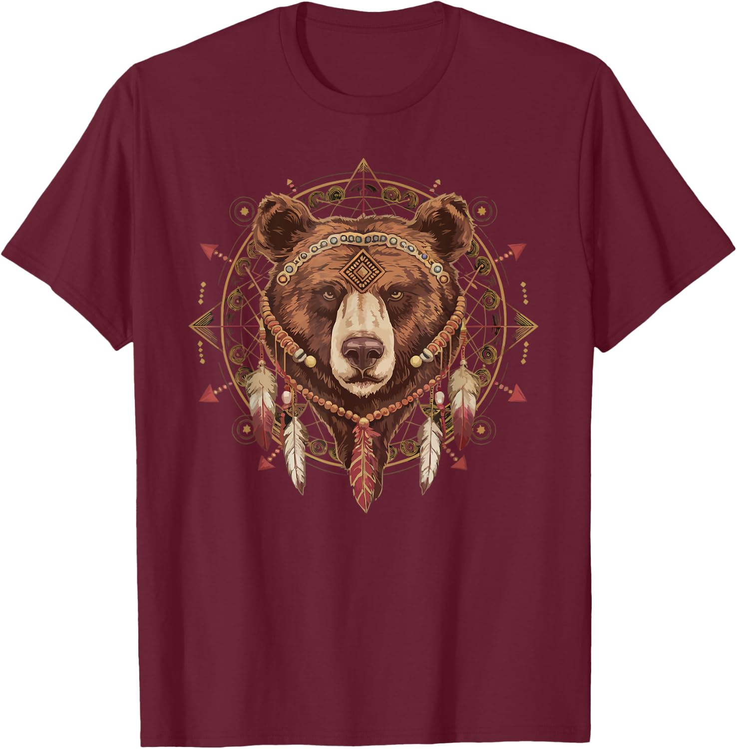 American Indian Indigenous People Native American Bear T-Shirt - T-Shirt | Maroon