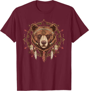 American Indian Indigenous People Native American Bear T-Shirt - T-Shirt | Maroon