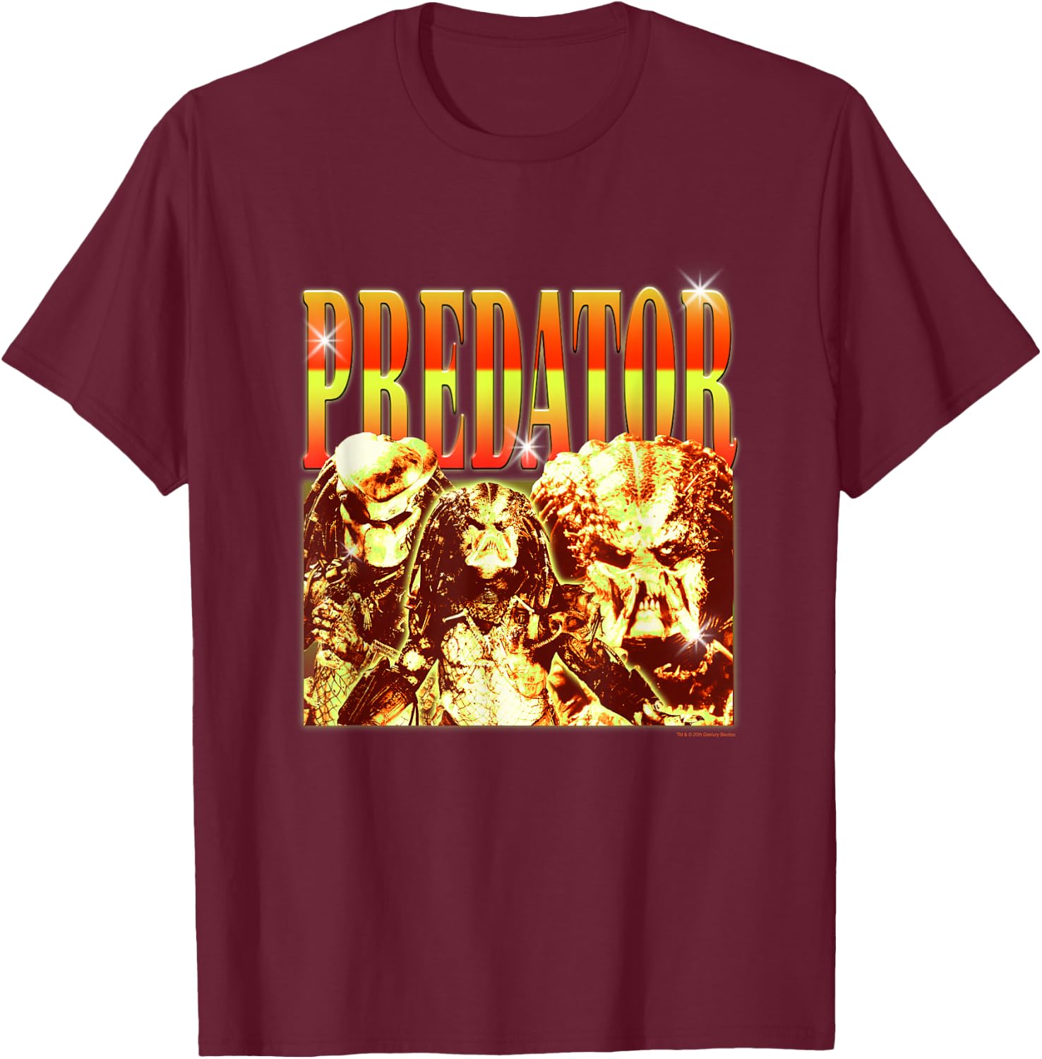 Aliens Iconic Epic Predator Montage Retro Big Chest Poster T-Shirt - T-Shirt | Maroon