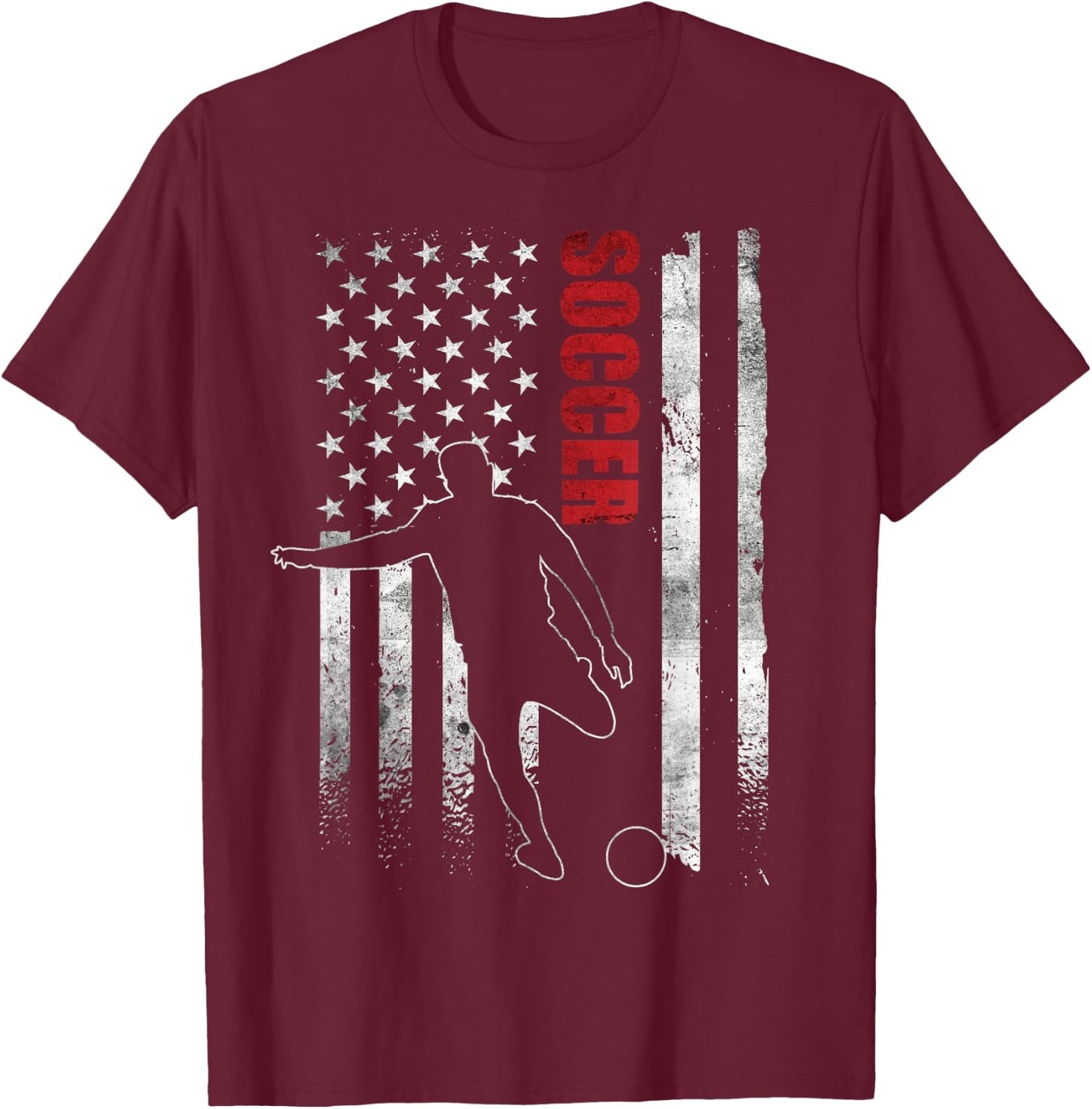 Soccer Apparel American Flag Soccer Player US Flag T-Shirt - T-Shirt | Maroon