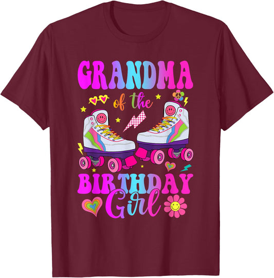 Let's Roll Grandma of the Birthday girl Roller Skate T-Shirt - T-Shirt | Maroon
