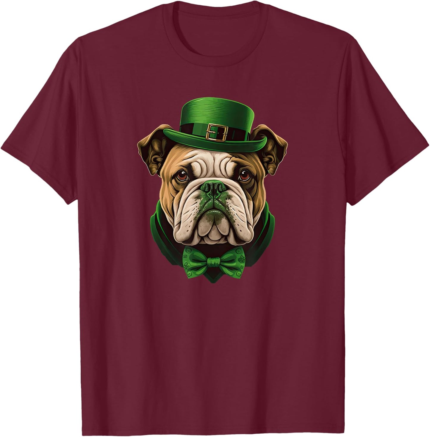 Funny Bulldog Dog St Patricks day irish Saint patrick Day T-Shirt - T-Shirt | Maroon