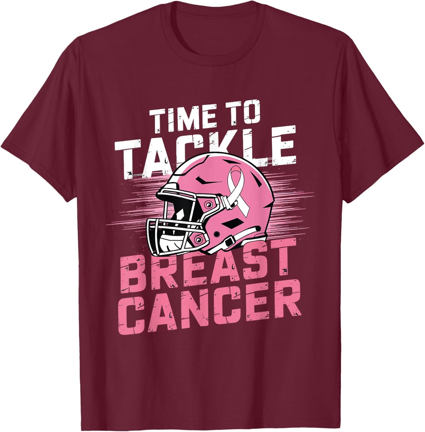 Time to Tackle Breast Cancer shirt Football Helmet Awareness T-Shirt - T-Shirt | Maroon