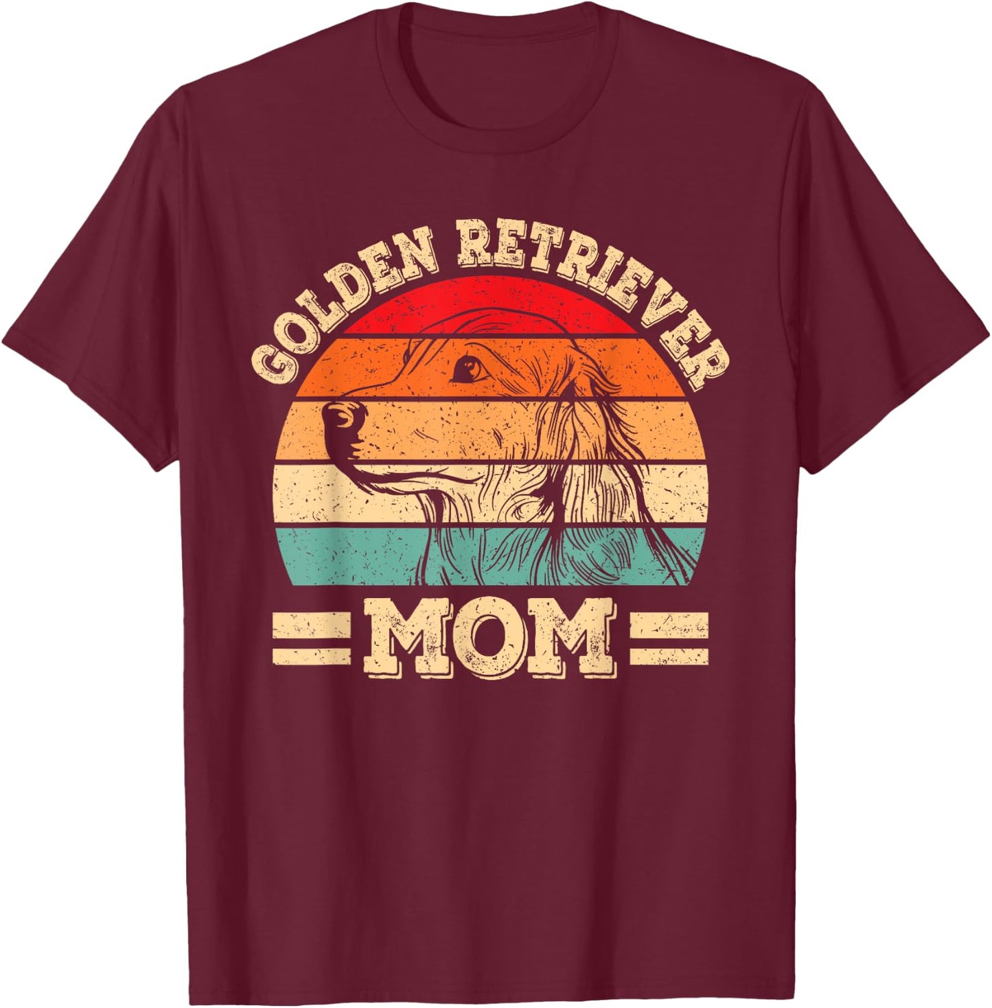 Cute Golden Retriever Mom Design Funny Dog Lover Retro Women T-Shirt - T-Shirt | Maroon