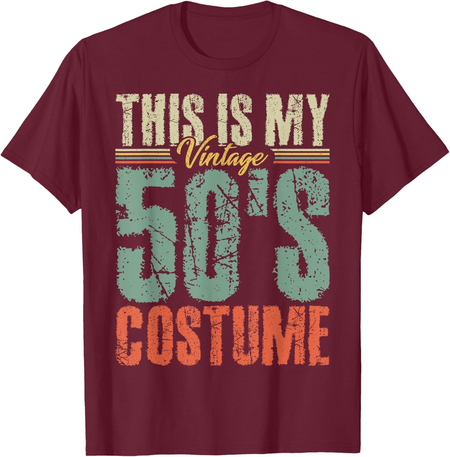 Vintage 50s Costume 50's Outfit 1950s Fashion 50 Theme Party T-Shirt - T-Shirt | Maroon