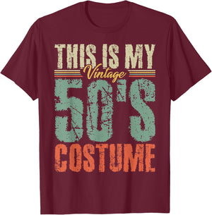 Vintage 50s Costume 50's Outfit 1950s Fashion 50 Theme Party T-Shirt - T-Shirt | Maroon