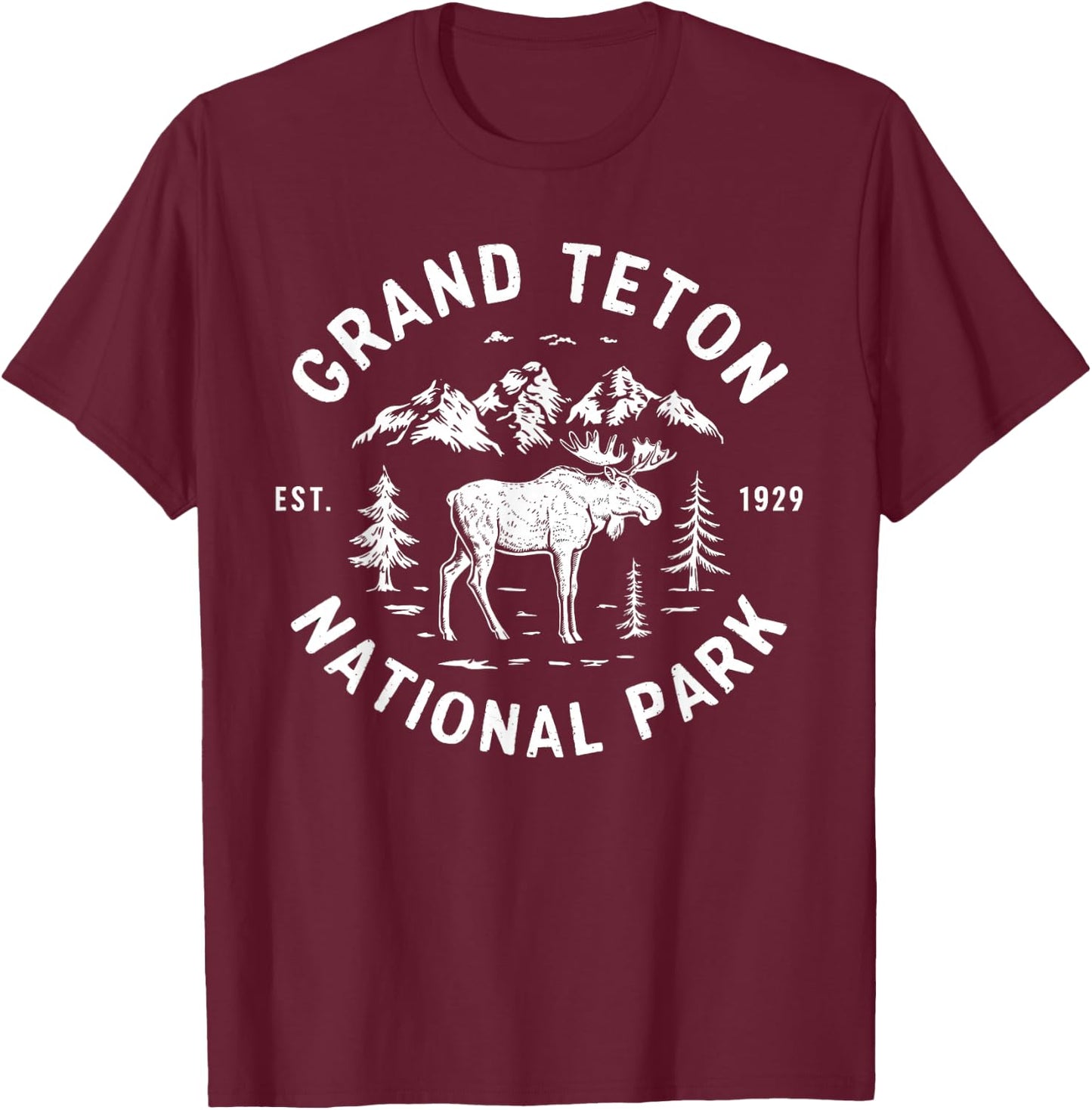 Grand Teton National Park Moose Vacation Outdoor and Hiking T-Shirt - T-Shirt | Maroon