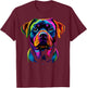 Colorful Rottweiler Face Rottie Dog Lover Men Women Black T-Shirt - T-Shirt | Maroon