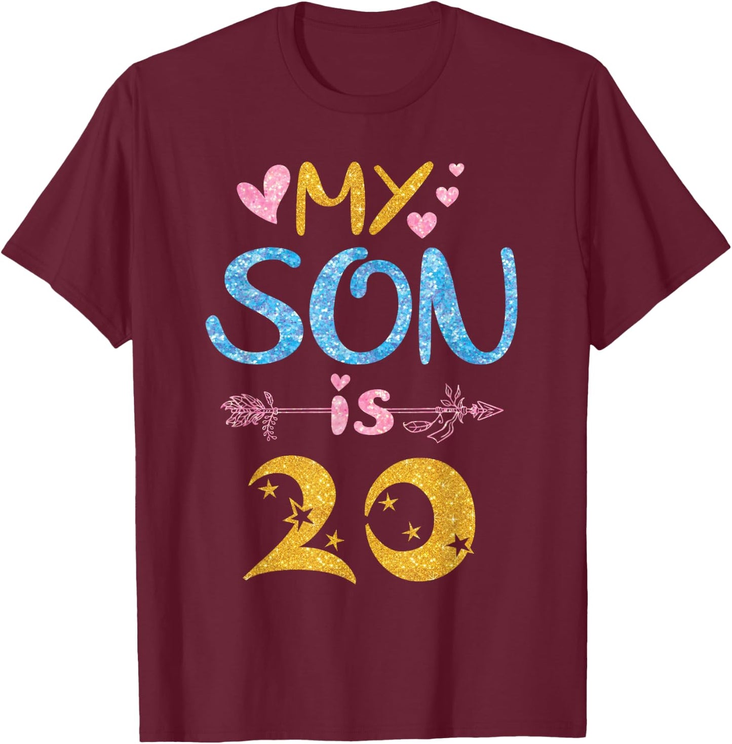Mother Father Mom Dad Happy Birthday My Son Is 20 Years Old T-Shirt - T-Shirt | Maroon