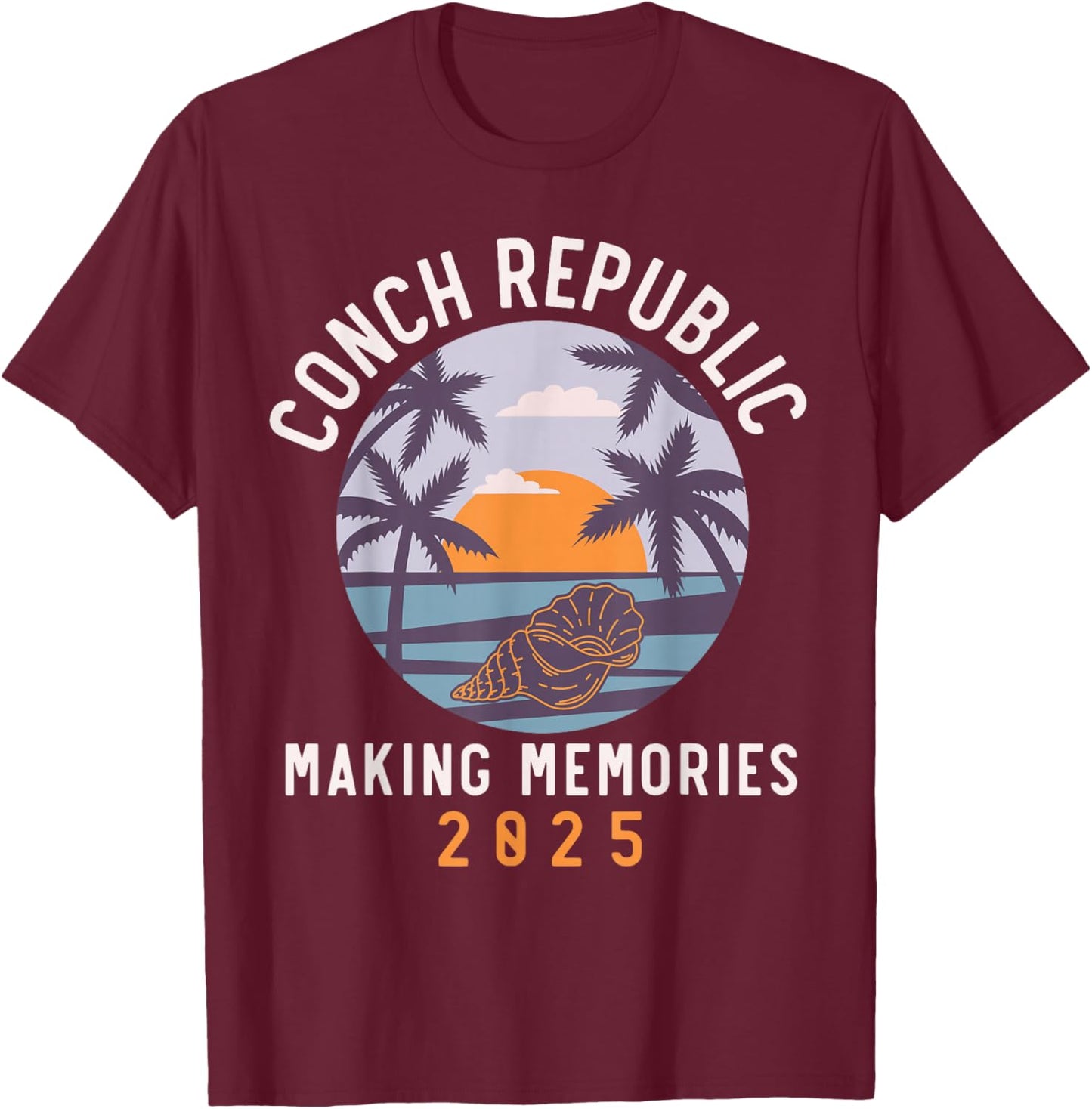 Conch Republic 2025 Matching Family Friends Group, Vacation T-Shirt - T-Shirt | Maroon