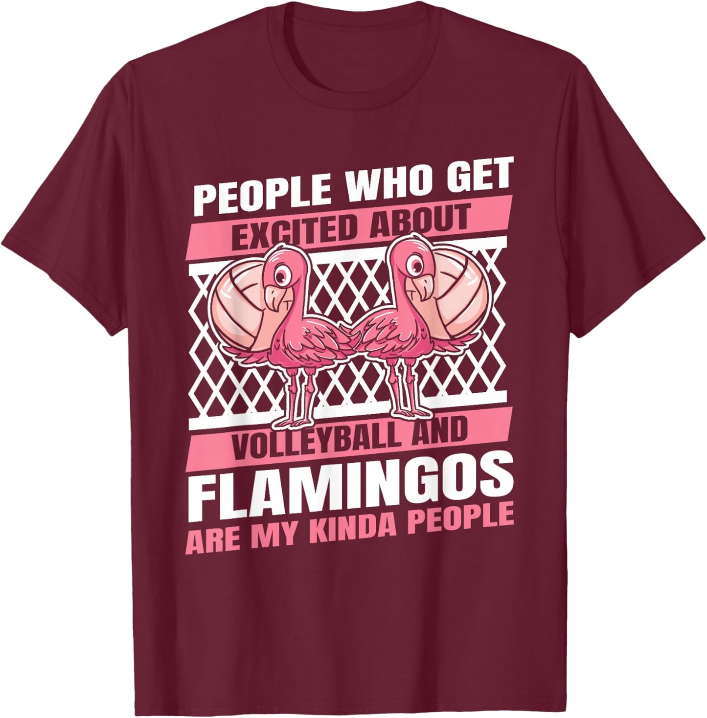 Volleyball Beach - Vball Volleyball Flamingo T-Shirt - T-Shirt | Maroon