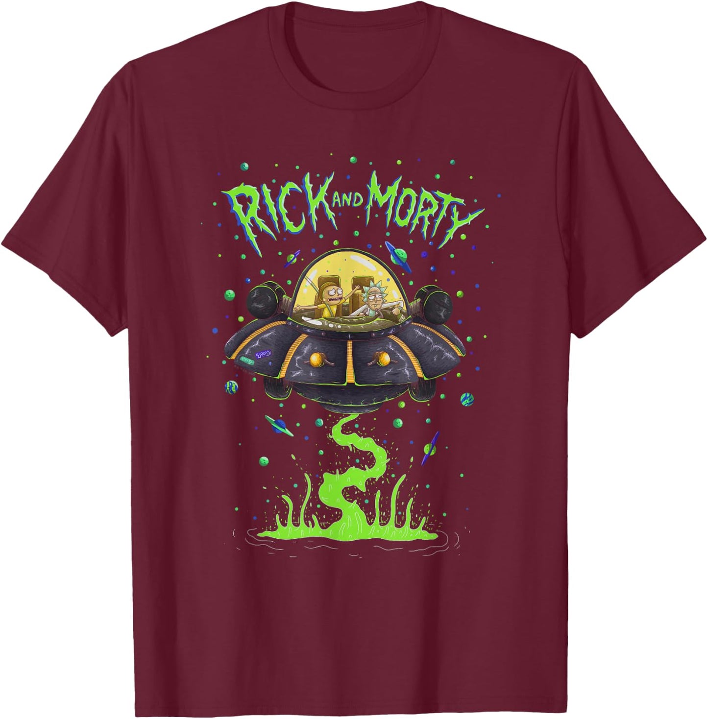 Rick and Morty UFO T-Shirt - T-Shirt | Maroon