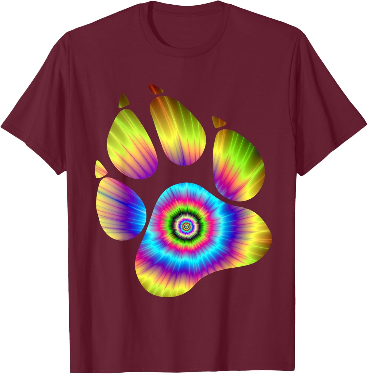 Tie Dye Animal Shirt Cat Dog Paw Print Shirt For Pet Lover Women Girls Kids T-Shirt - T-Shirt | Maroon