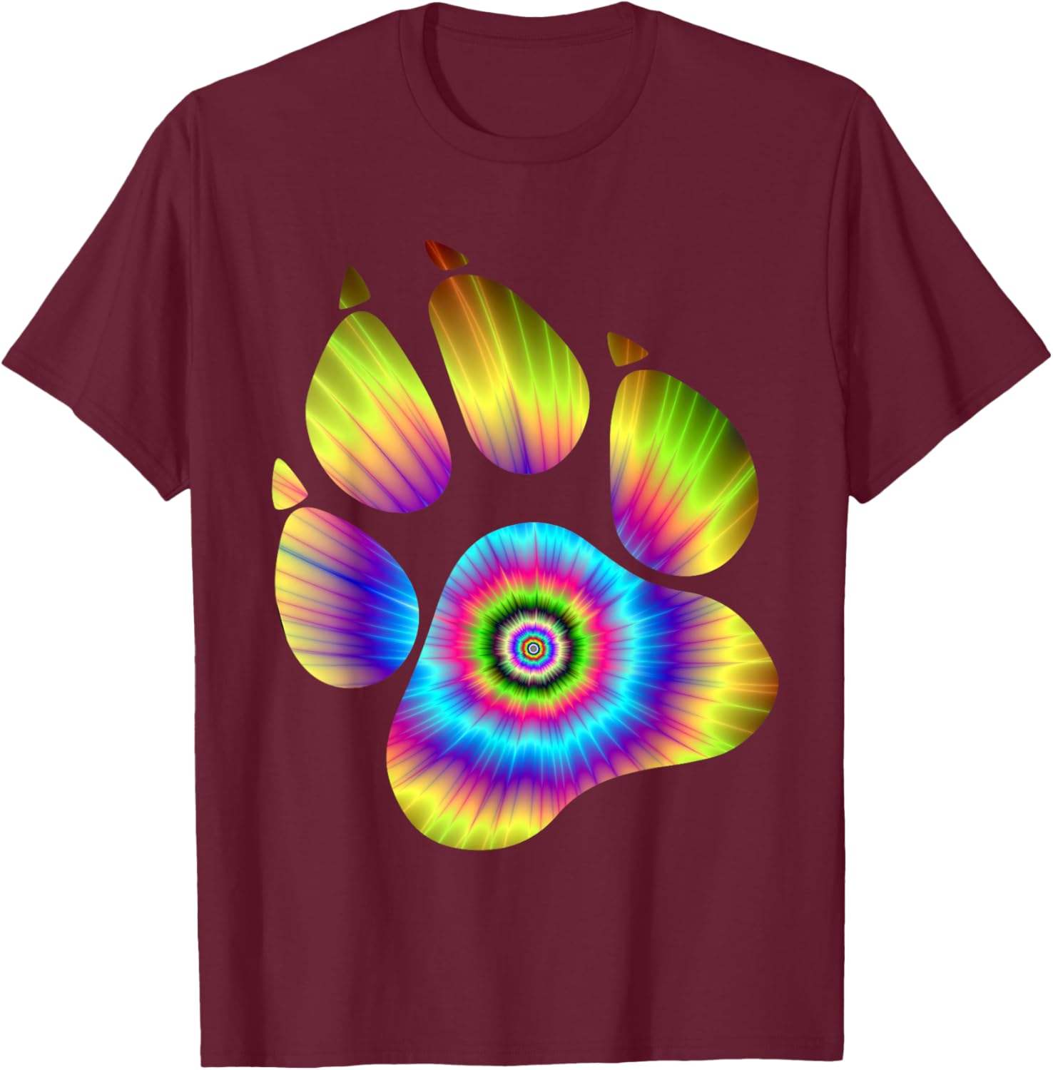 Tie Dye Animal Shirt Cat Dog Paw Print Shirt For Pet Lover Women Girls Kids T-Shirt - T-Shirt | Maroon
