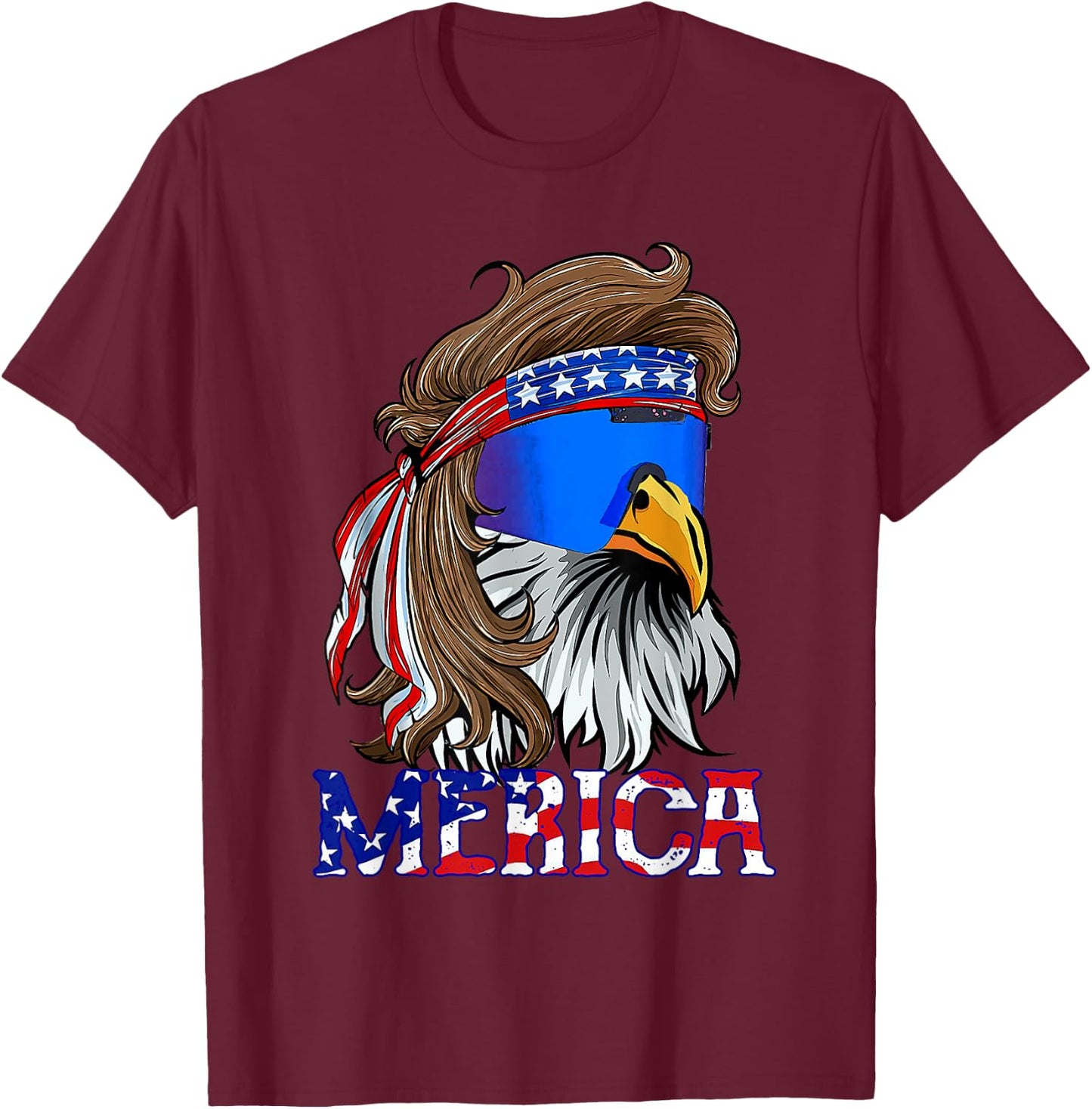 Eagle Mullet Sunglasses Merica 4th Of July USA American Flag Women Kids Men T-Shirt - T-Shirt | Maroon