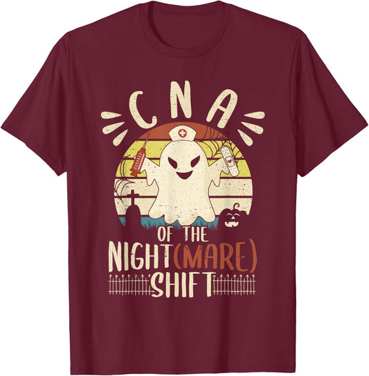 CNA Nurse of the Nightshift Nightmare CNA Women Halloween T-Shirt - T-Shirt | Maroon