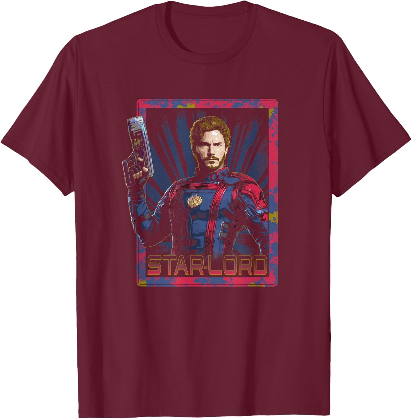 Marvel Guardians of The Galaxy Vol. 3 Star-Lord Retro Card T-Shirt - T-Shirt | Maroon