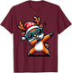 Christmas Reindeer Boys Dabbing Reindeer Santa Xmas Funny T-Shirt - T-Shirt | Maroon