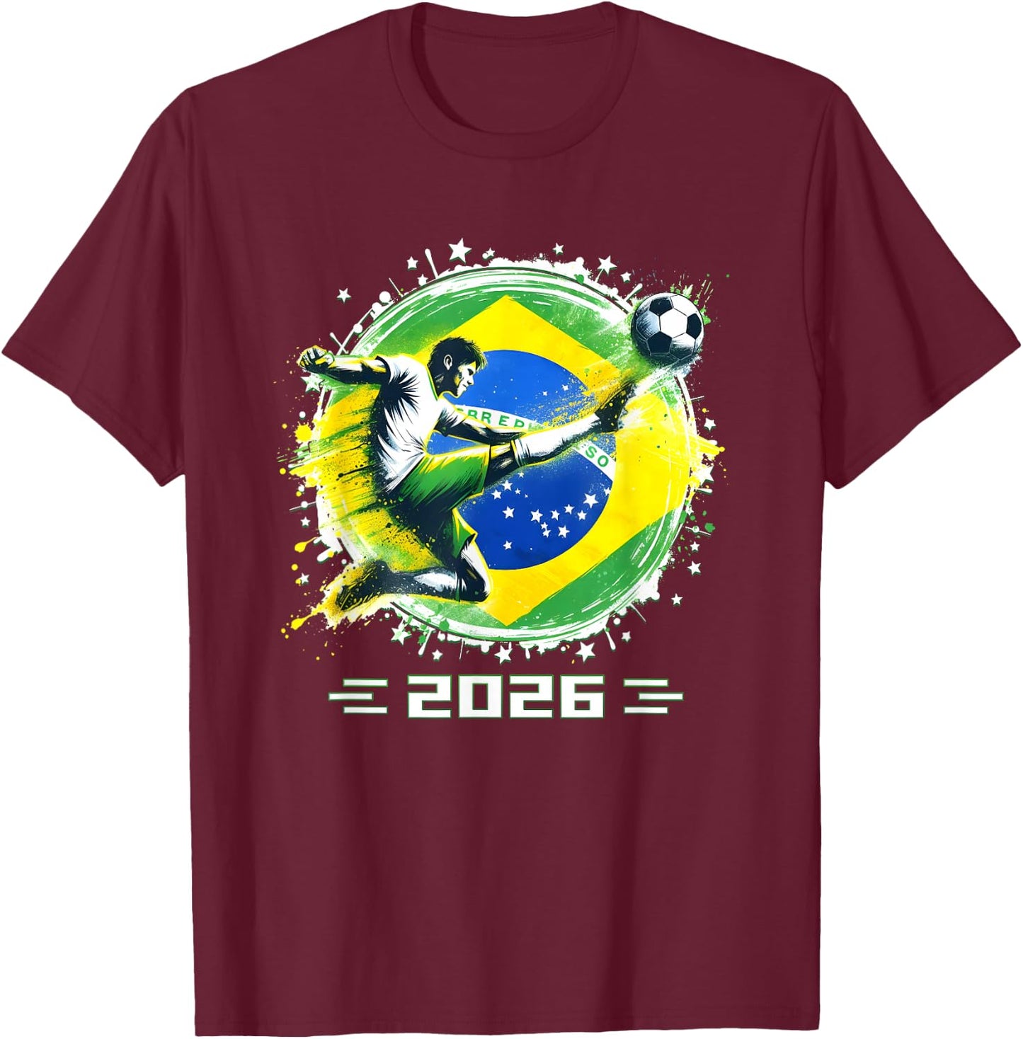 Brazil Player Sports Vintage Men Boys Brasil 2026 T-Shirt - T-Shirt | Maroon
