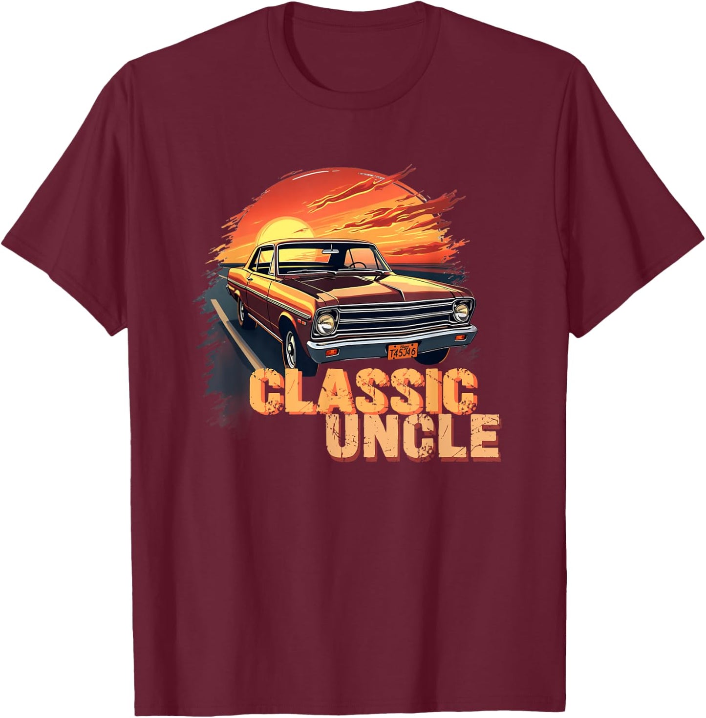 Funny Uncle Classic Car Uncle Saying T-Shirt - T-Shirt | Maroon