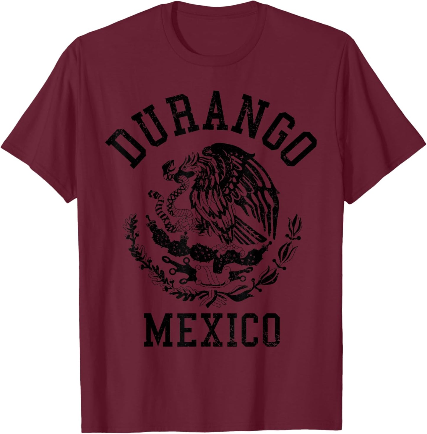 Durango Mexico Pride Mexican Flag Vintage T-Shirt - T-Shirt | Maroon