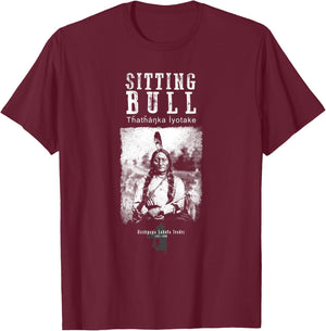 Sitting Bull USA-Sitting Bull - Lakota Chief - Siu - Native American - Indian - History T-Shirt - T-Shirt | Maroon