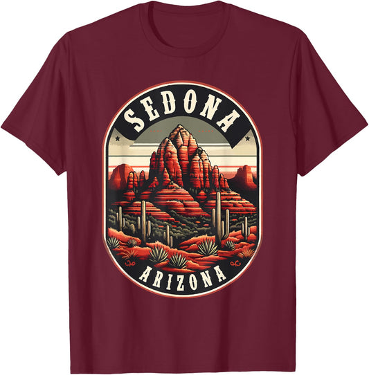Sedona AZ Hiking Outdoors Mountain Sedona USA Retro Vintage T-Shirt - T-Shirt | Maroon