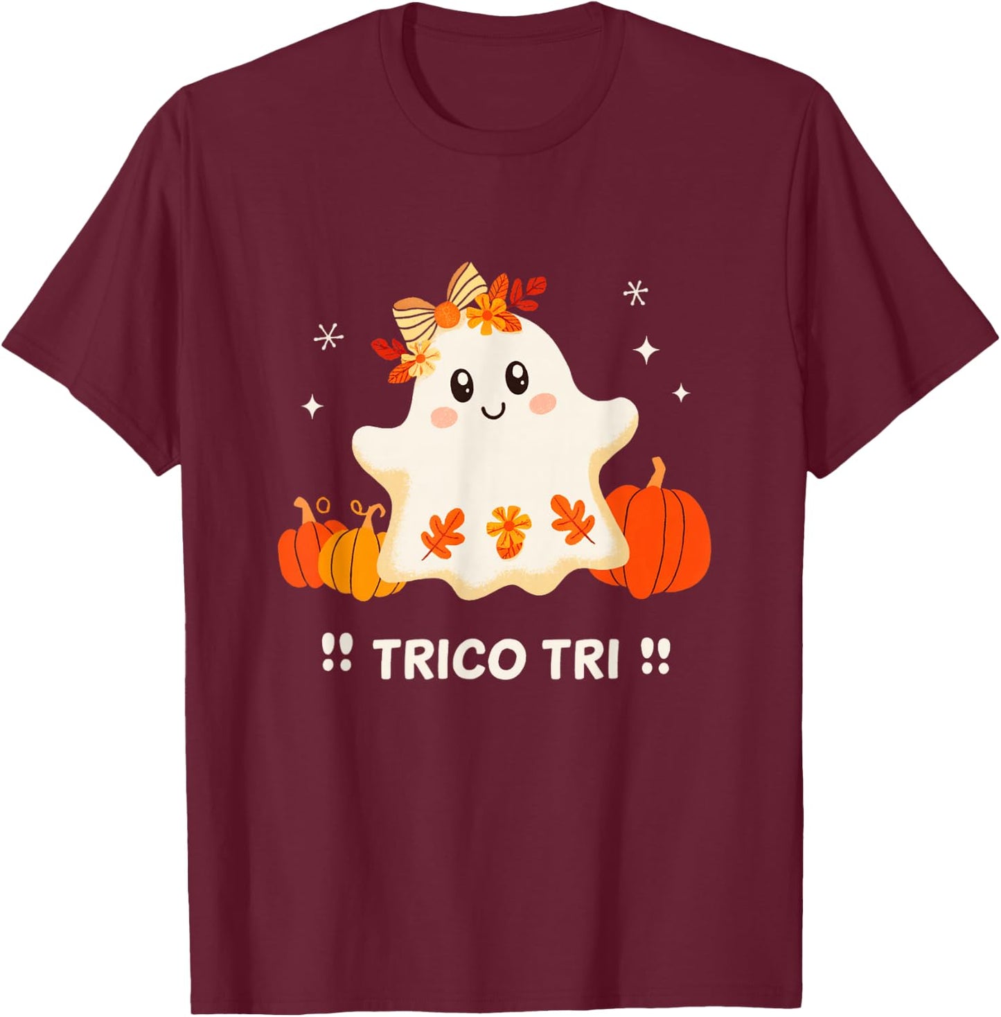 Trico Tri Cute Halloween Spooky Mexican Ghost Spanglish T-Shirt - T-Shirt | Maroon