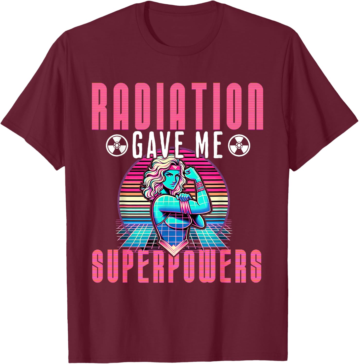 Cancer Designs by MCG.Co -Adult Cancer Awareness - Black, Small, Short Sleeve, Modern Classic, , Cartoon Text T-Shirt - T-Shirt | Maroon