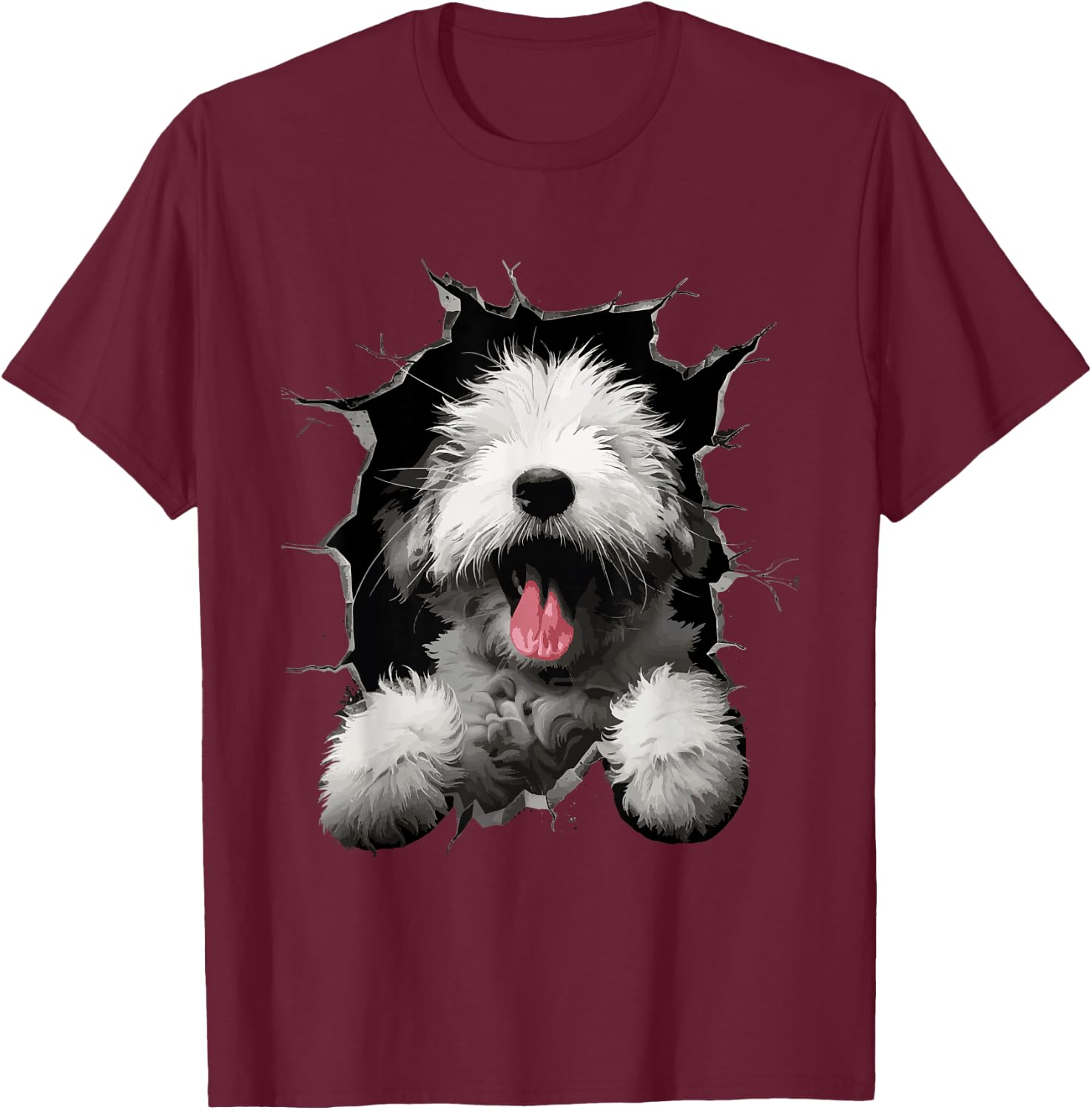 Old English Sheepdog T-Shirt - T-Shirt | Maroon