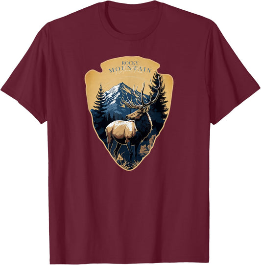 Rocky Mountain National Park Colorado Elk T-Shirt - T-Shirt | Maroon