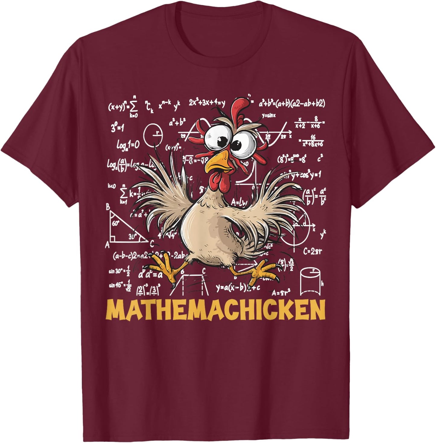 Mathemachicken Funny Chicken Math Teacher Back To School T-Shirt - T-Shirt | Maroon