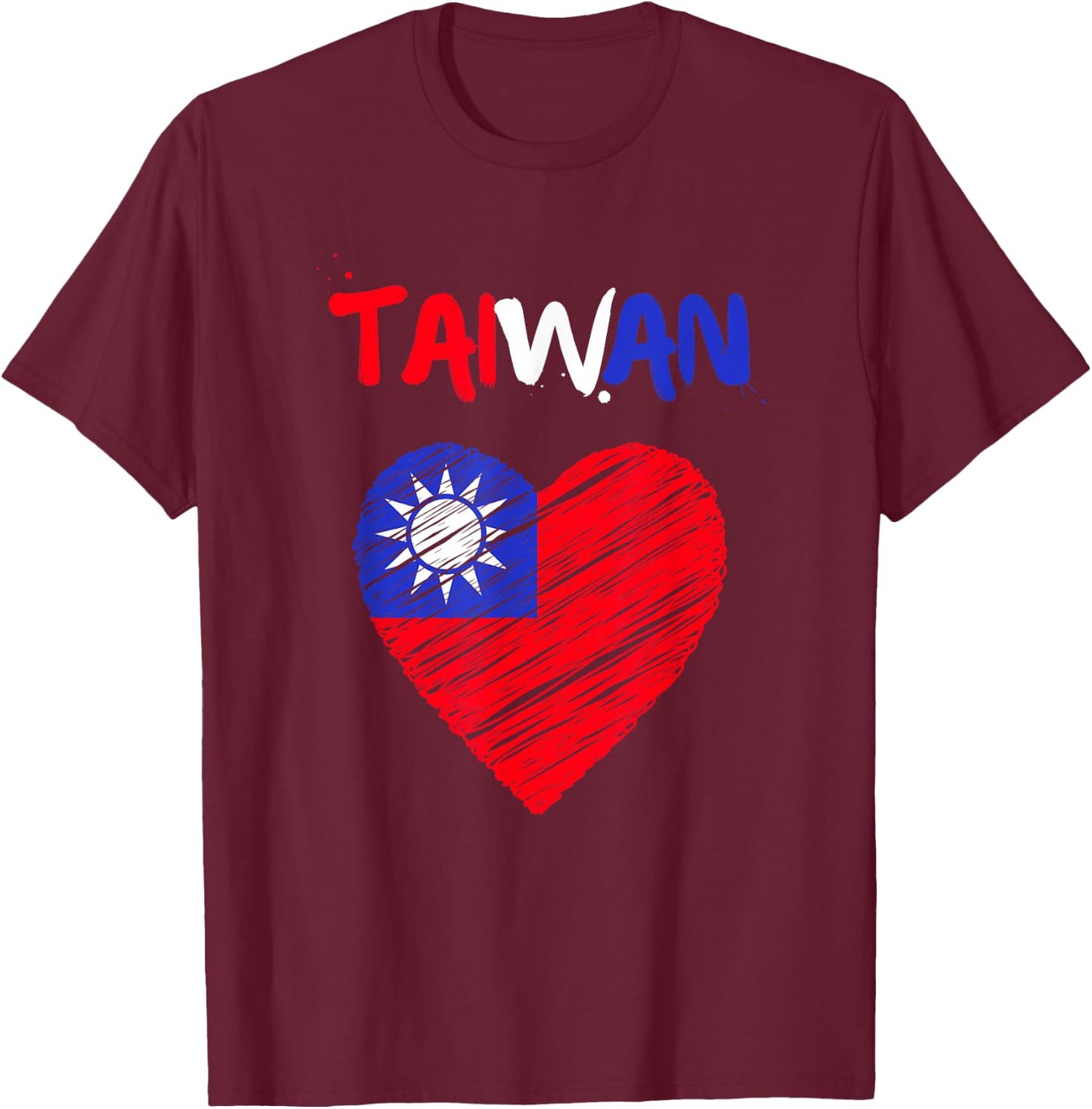 Taiwan Flag Holiday Taiwan Heart Taiwanese Flag T-Shirt - T-Shirt | Maroon