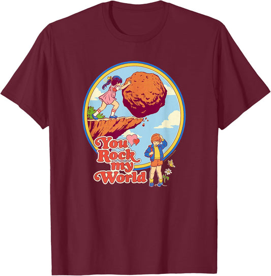 Steven Rhodes You Rock My World Valentine's Day Dark Humor T-Shirt - T-Shirt | Maroon