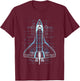 Space Shuttle Blueprint T-Shirt - T-Shirt | Maroon