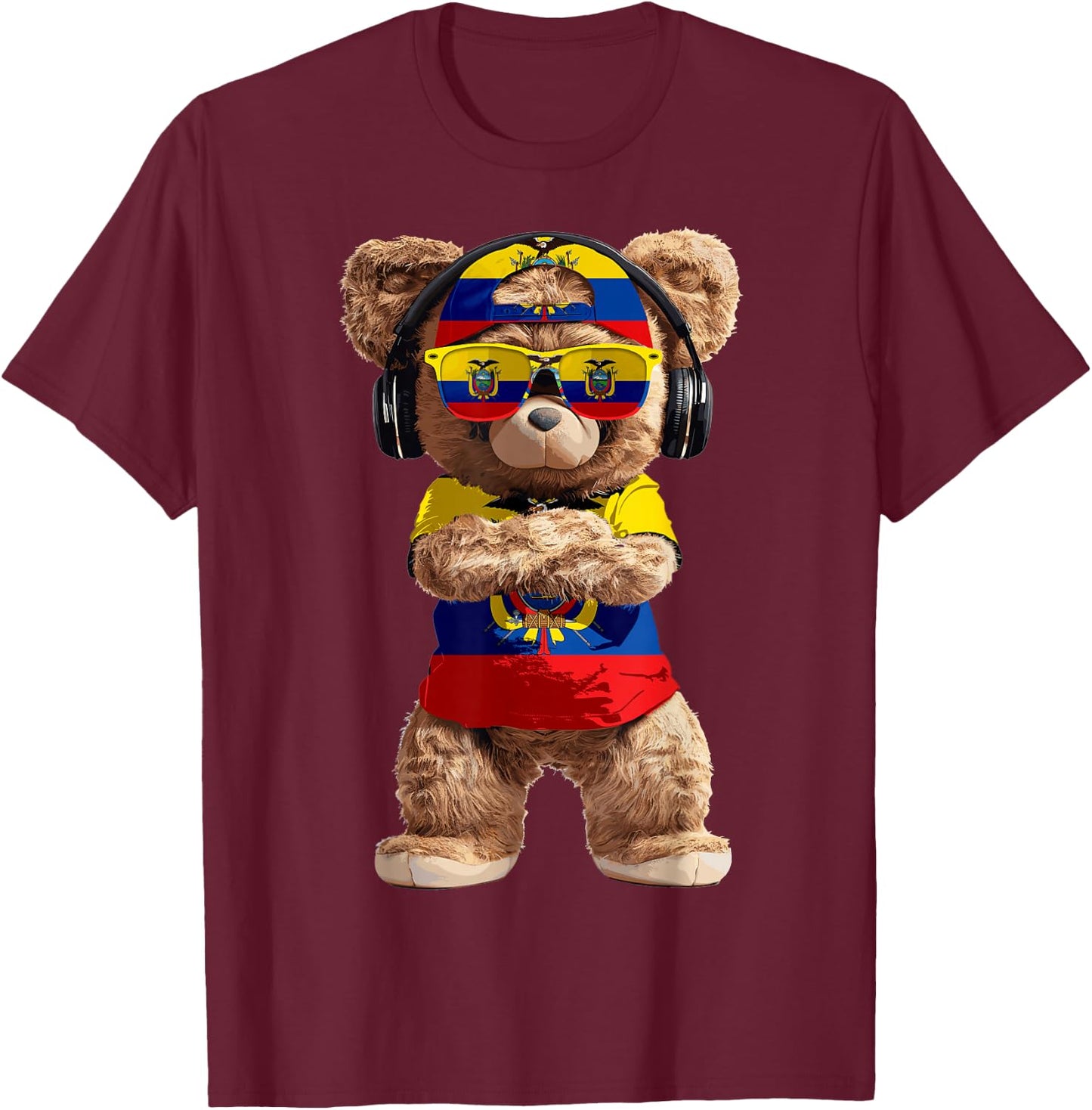 Ecuador Flag Souvenirs Bear Outfit Products Ecuadorian T-Shirt - T-Shirt | Maroon