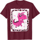 Kids Breast Cancer Awareness Girls T Rex Dinosaur Dino Pink T-Shirt - T-Shirt | Maroon