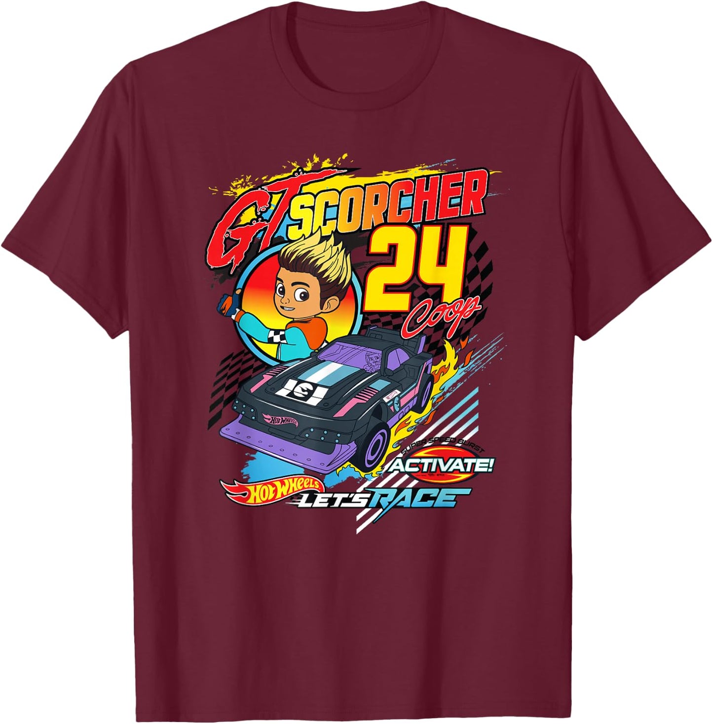 Hot Wheels Let's Race - GT Scorcher T-Shirt - T-Shirt | Maroon