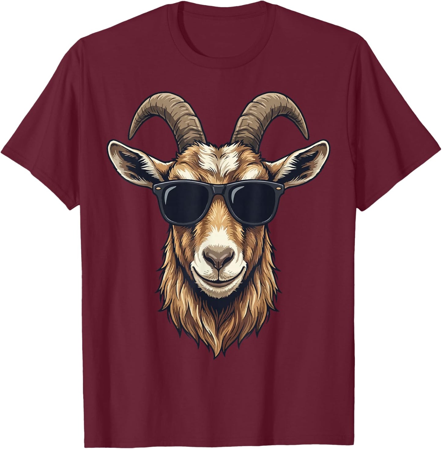 Goat Sunglasses T-Shirt - T-Shirt | Maroon